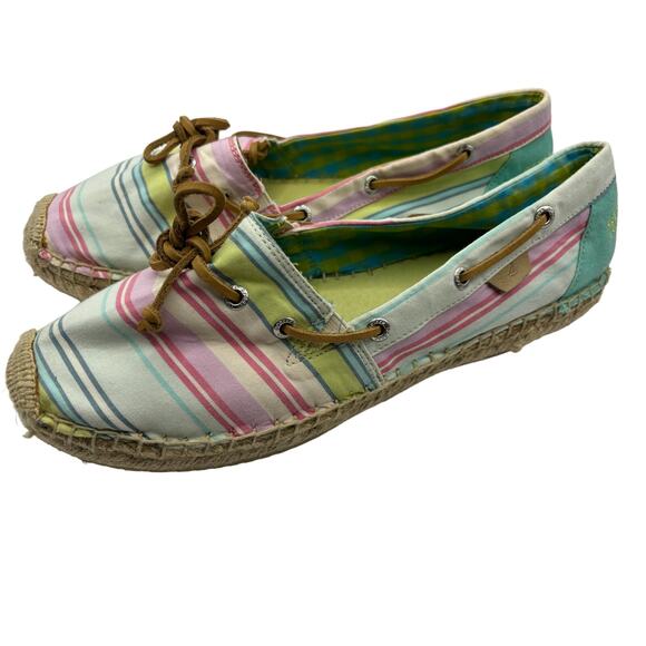 Sperry Katama Top Sider Womens Size 9.5 Green Blue Pink Stripped Espadrilles - Picture 7 of 8
